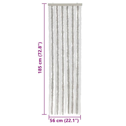 Fliegenvorhang Hellgrau und Weiß 56x185 cm Chenille