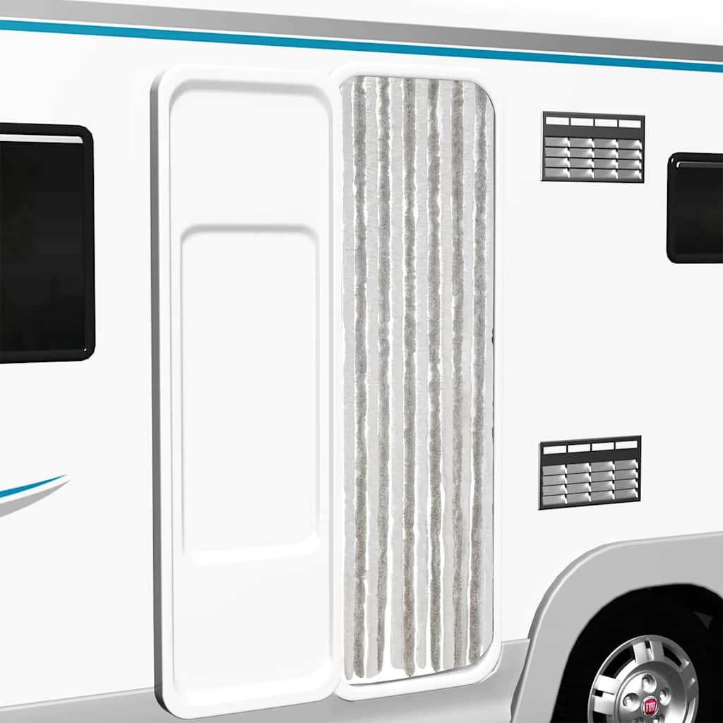 Fliegenvorhang Hellgrau und Weiß 56x185 cm Chenille