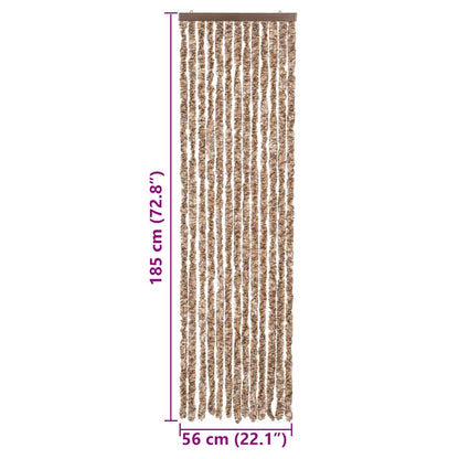 Fliegenvorhang Beige und Dunkelbraun 56x185 cm Chenille