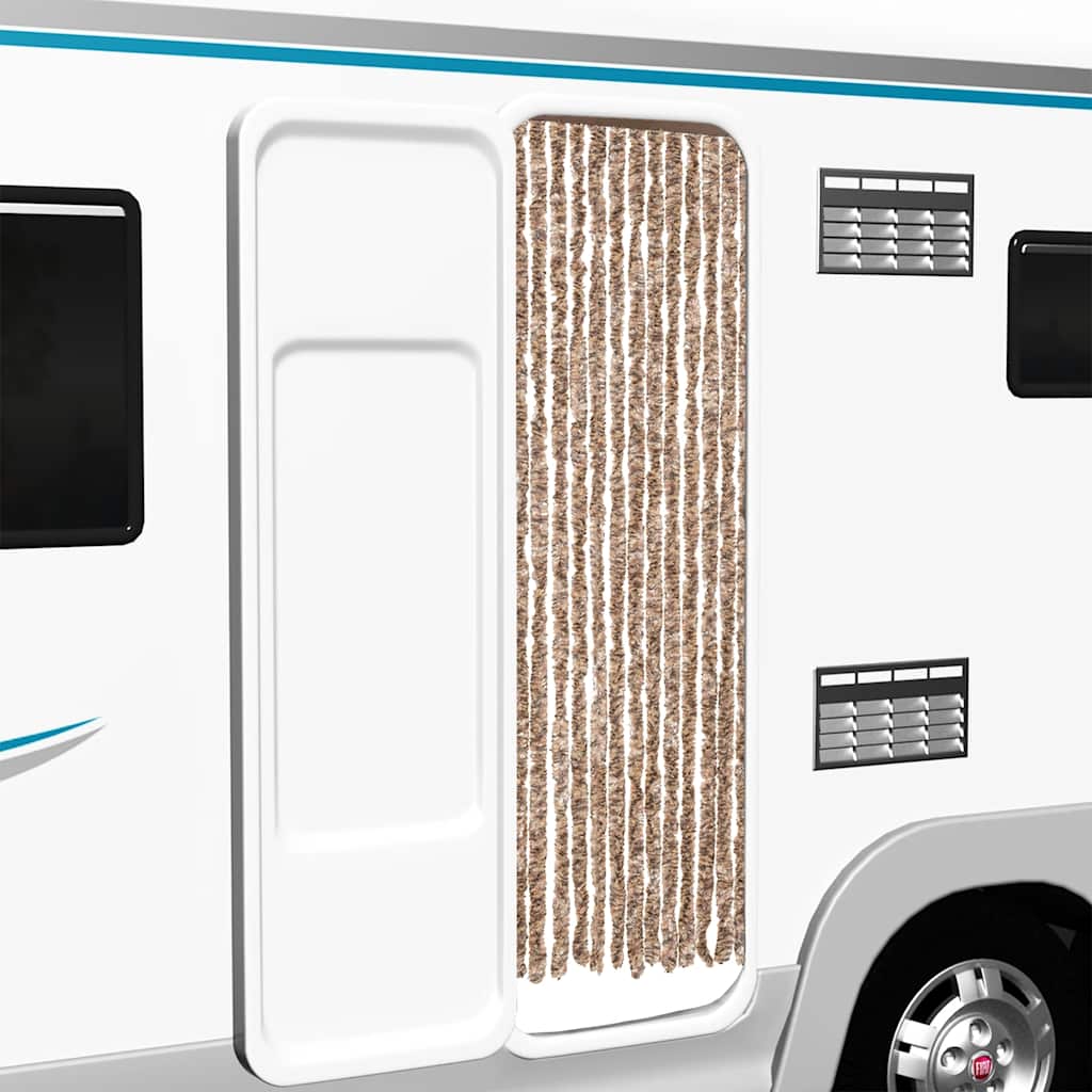 Fliegenvorhang Beige und Dunkelbraun 56x185 cm Chenille