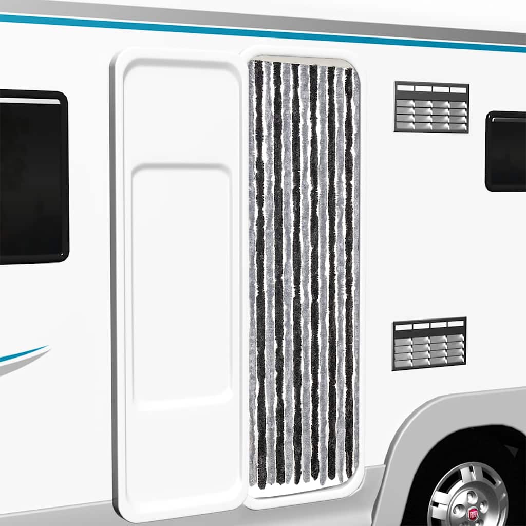 Fliegenvorhang Grau und Schwarz 56x200 cm Chenille