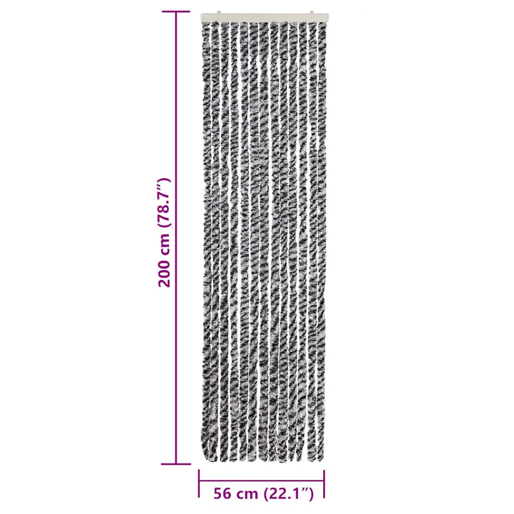 Fliegenvorhang Grau, Schwarz und Weiß 56x200 cm Chenille