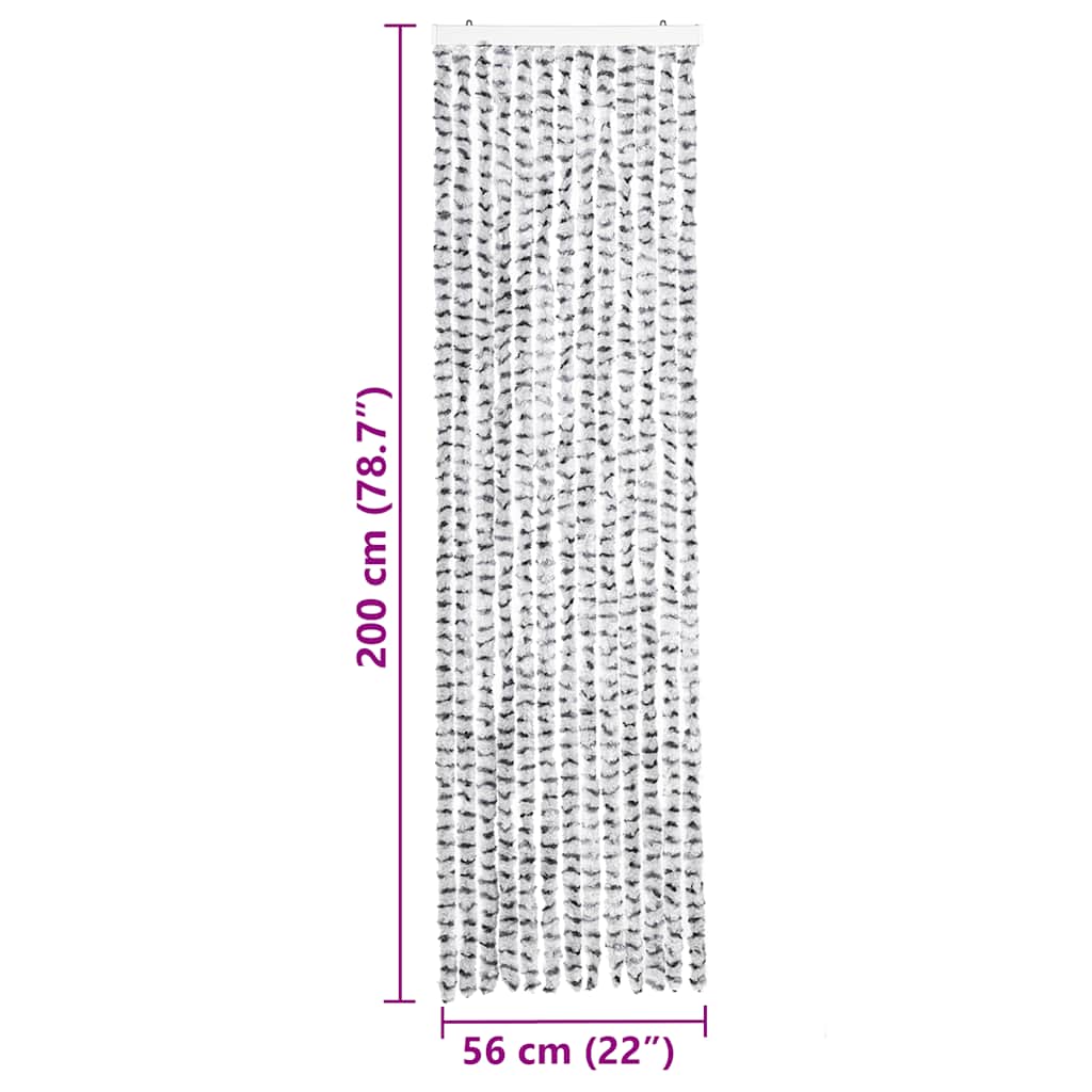 Fliegenvorhang Hellgrau und Dunkelgrau 56x200 cm Chenille