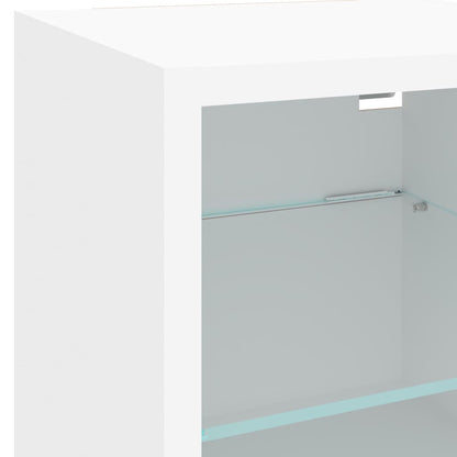 6-tlg. Wohnwand mit LED-Beleuchtung Weiß Holzwerkstoff