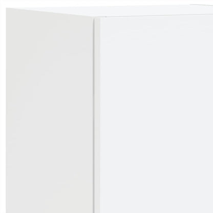 8-tlg. TV-Wohnwand mit LED-Leuchten Weiß