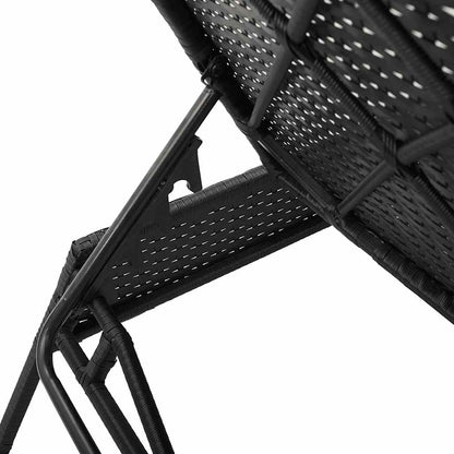 Sonnenliege mit Kissen Schwarz Poly Rattan