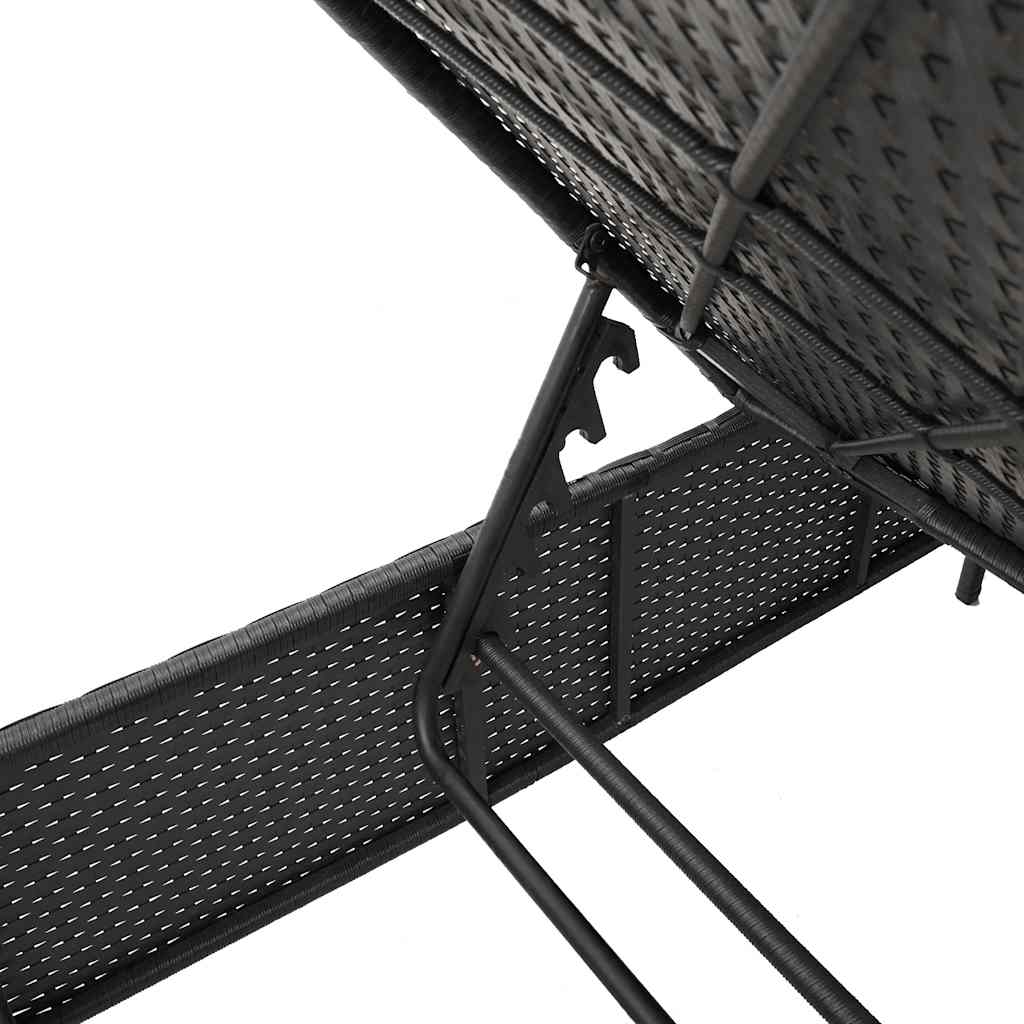 Sonnenliege mit Kissen Schwarz Poly Rattan