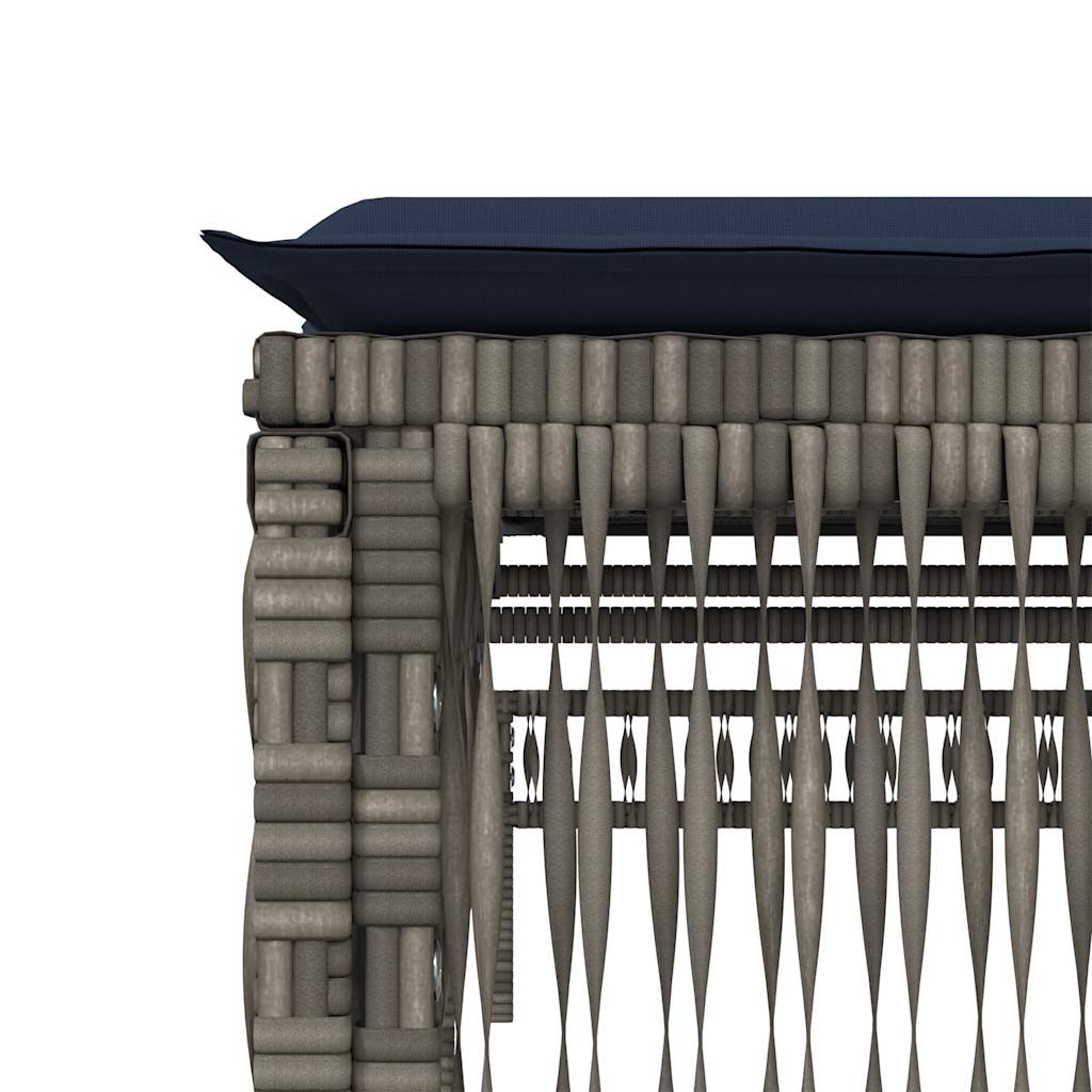 Sonnenliege mit Kissen Grau Poly Rattan