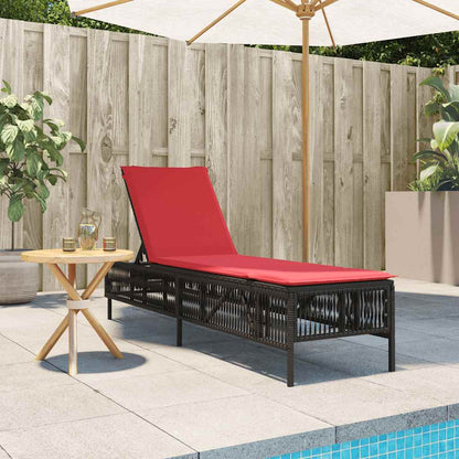 Sonnenliege mit Kissen Braun Poly Rattan