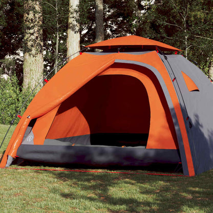 Kuppel-Campingzelt 4 Personen Grau und Orange Quick Release