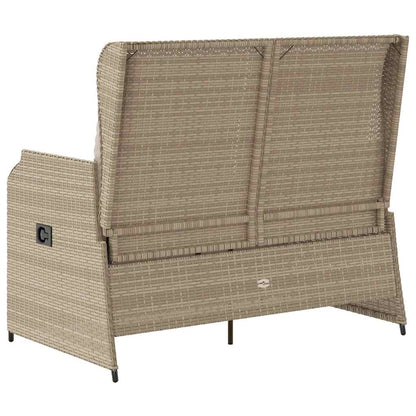 Gartenbank Verstellbar mit Kissen Beige Poly Rattan