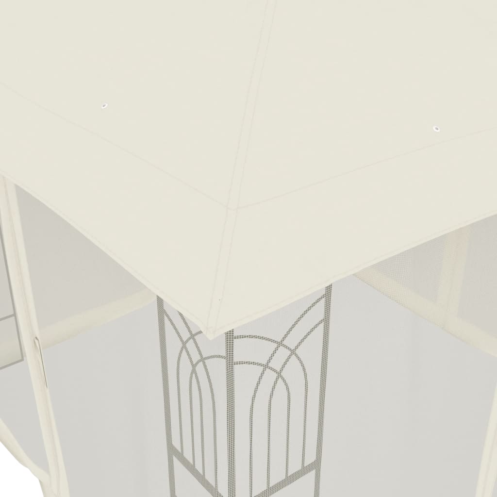 Pavillon mit Doppeldach & Netzwänden Creme 2,94x2,94 m Stahl