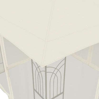 Pavillon mit Doppeldach & Netzwänden Creme 2,94x2,94 m Stahl
