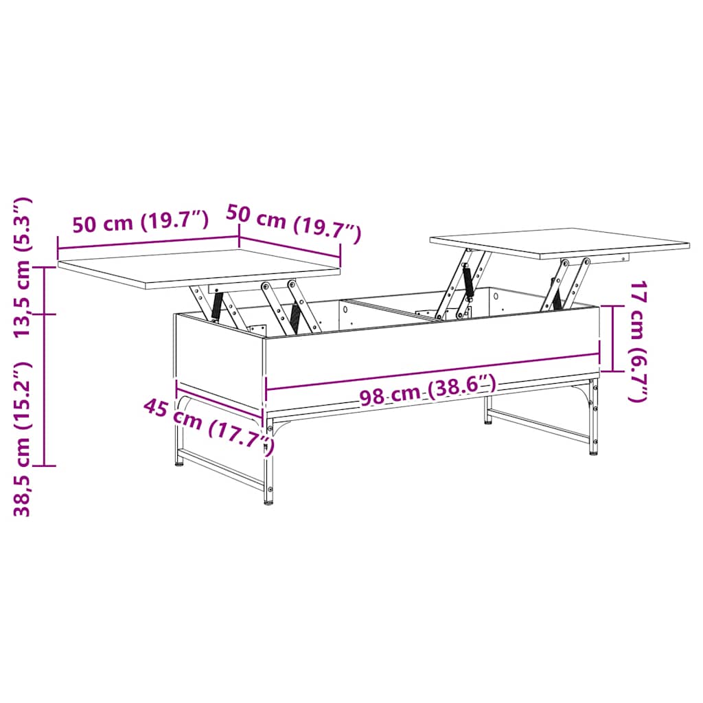 Couchtisch Sonoma-Eiche 100x50x40 cm Holzwerkstoff und Metall