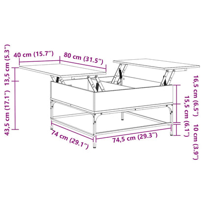Couchtisch Sonoma-Eiche 80x80x45 cm Holzwerkstoff und Metall