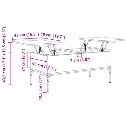 Couchtisch Braun Eichen-Optik 100x50x45 cm Holzwerkstoff Metall