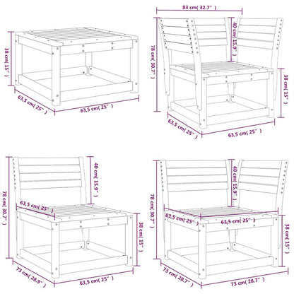 8-tlg. Garten-Lounge-Set Weiß Massivholz Kiefer