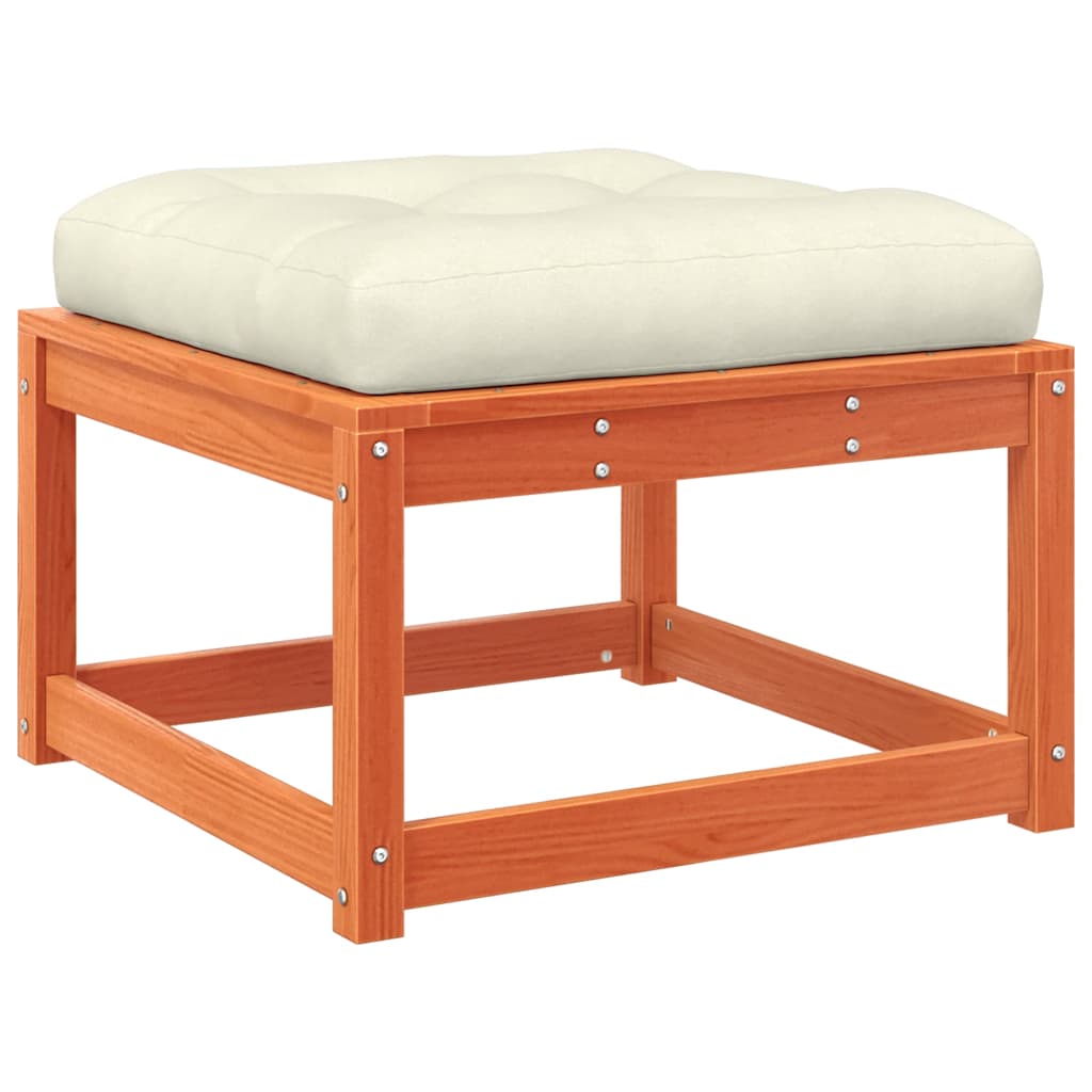 3-tlg. Garten-Sofagarnitur mit Kissen Wachsbraun Kiefernholz