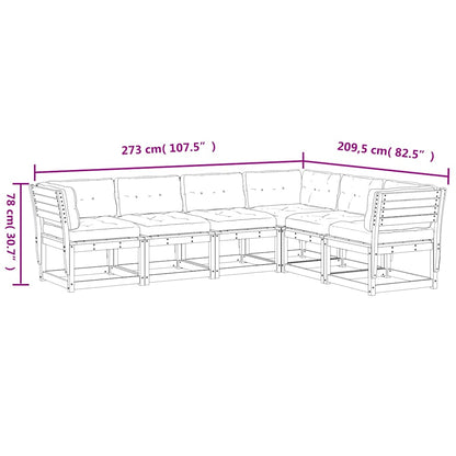 6-tlg. Garten-Sofagarnitur mit Kissen Weiß Massivholz Kiefer