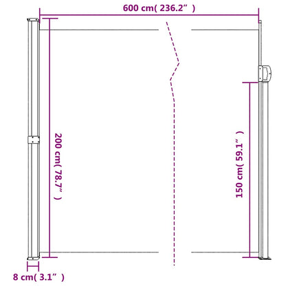 Seitenmarkise Ausziehbar Braun 200x600 cm