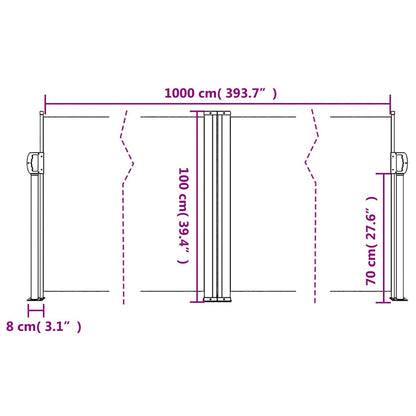 Seitenmarkise Ausziehbar Creme 100x1000 cm
