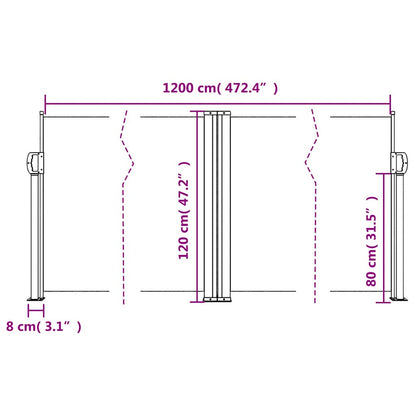 Seitenmarkise Ausziehbar Weiß 120x1200 cm