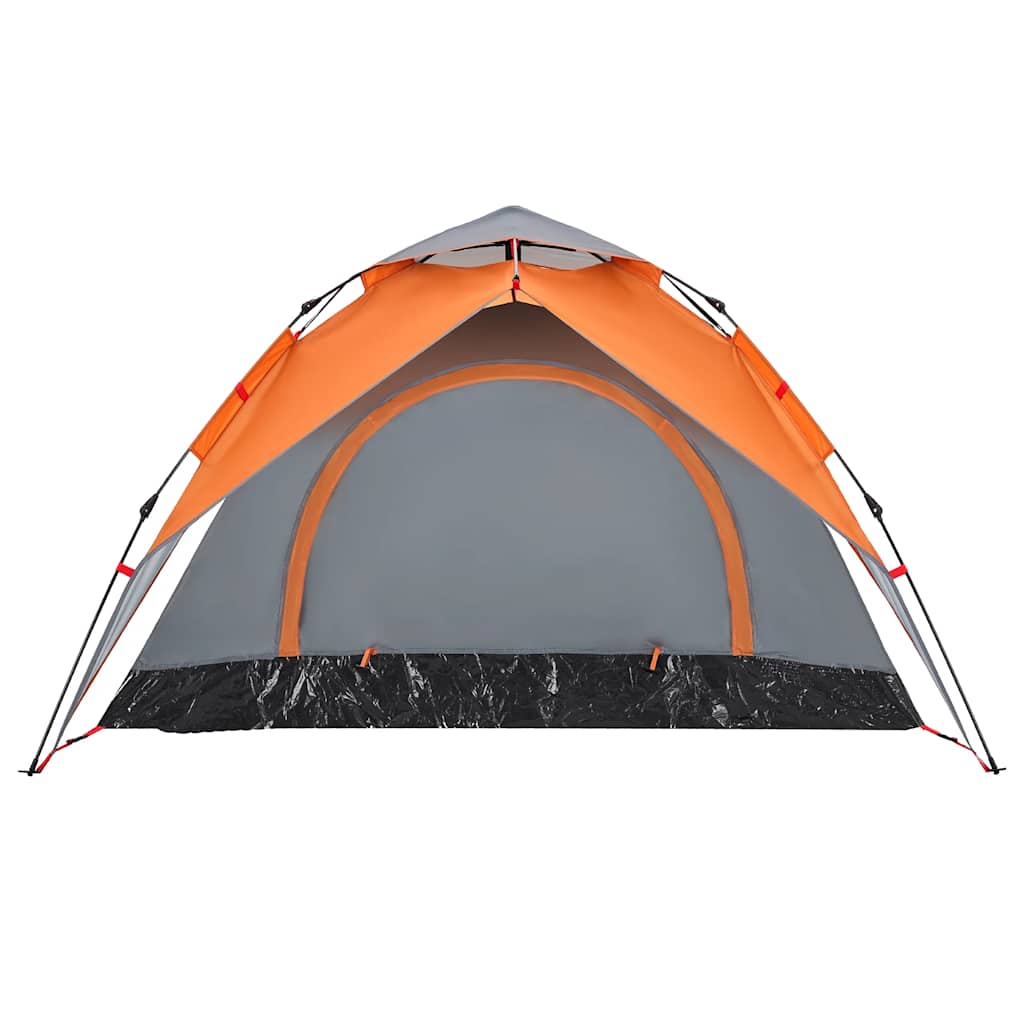 Kuppel-Campingzelt 3 Personen Grau und Orange Quick Release