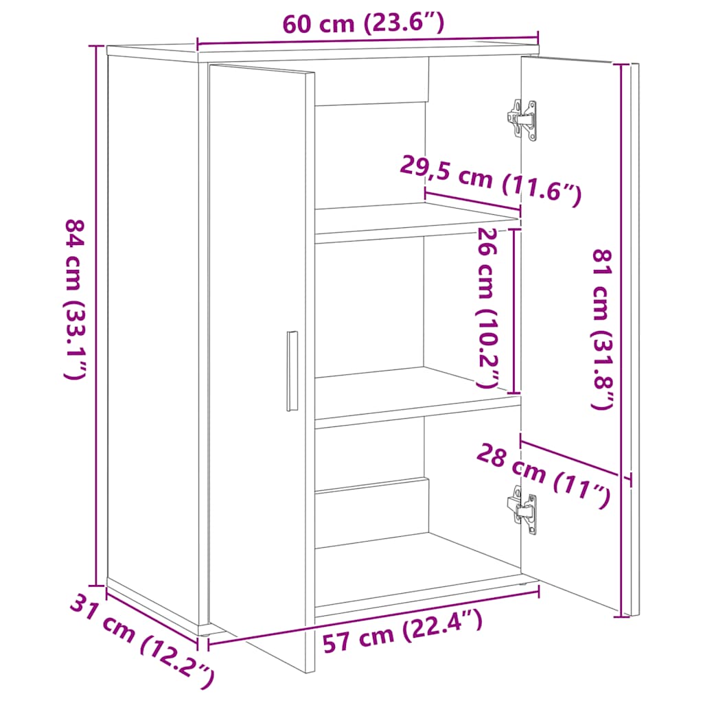 Sideboard Sonoma-Eiche 60x31x84 cm Holzwerkstoff