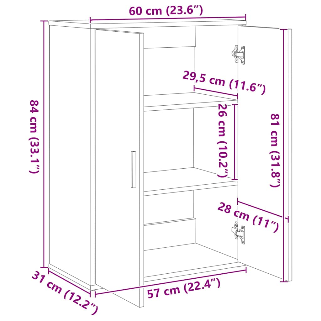 Sideboard Räuchereiche 60x31x84 cm Holzwerkstoff
