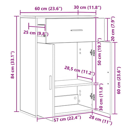 Sideboard Betongrau 60x30x84 cm Holzwerkstoff