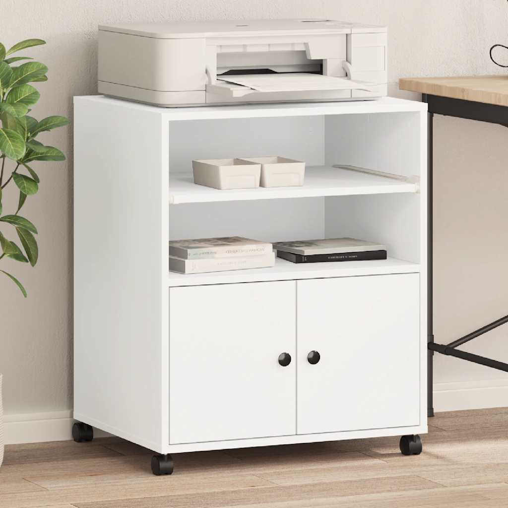 Druckerständer mit Rollen Weiß 60x48x74 cm