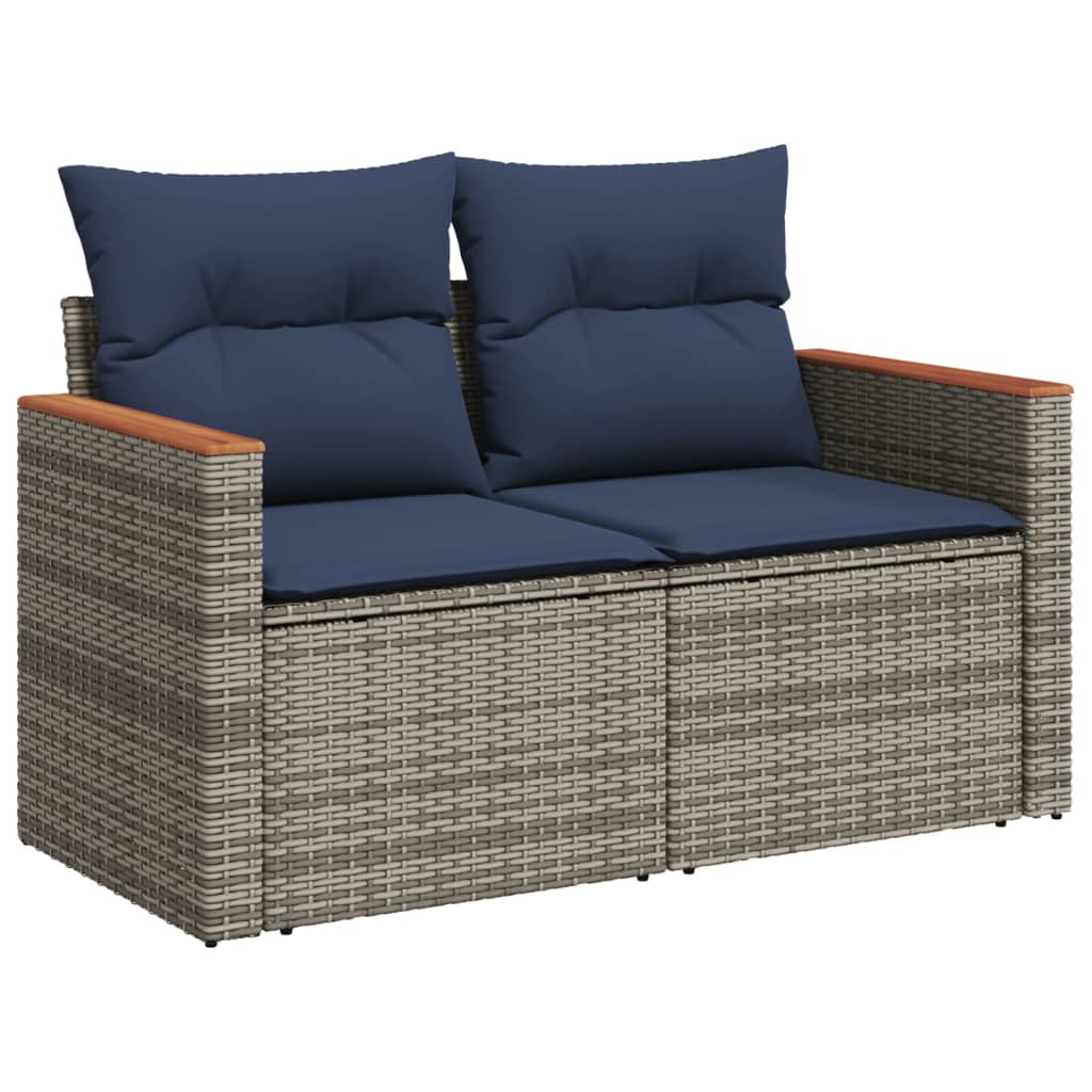 12-teiliges Gartensofa-Set mit Kissen, grau, Polyrattan