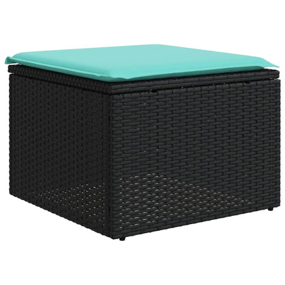 8-tlg. Garten-Sofagarnitur mit Kissen Schwarz Poly Rattan