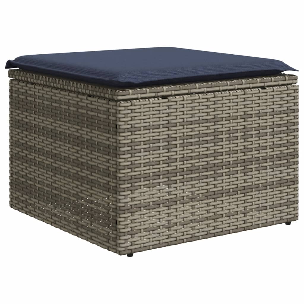 7-teiliges Gartensofa-Set mit Kissen, grau, Polyrattan