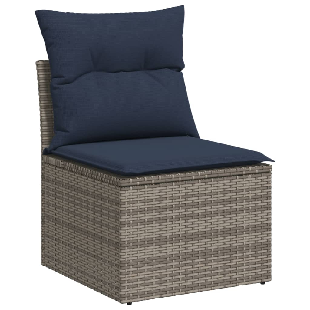 12-teiliges Gartensofa-Set mit Kissen, grau, Polyrattan