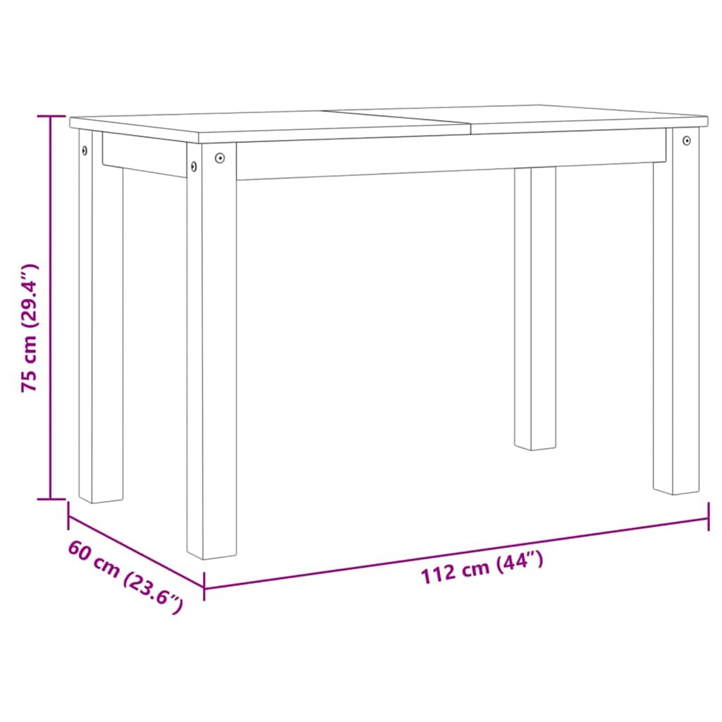 Esstisch Panama Grau 112x60x75 cm Massivholz Kiefer