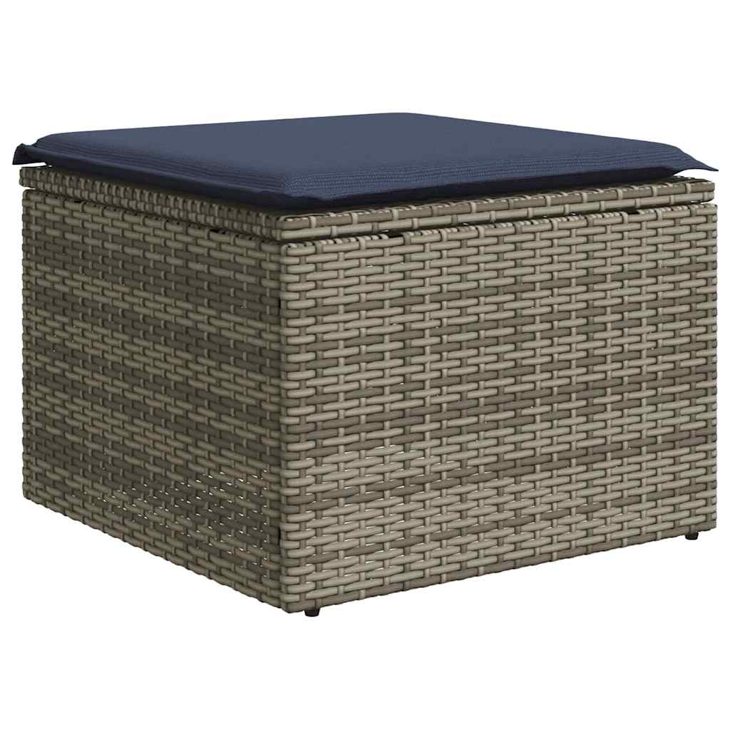 5-teiliges Gartensofa-Set mit Kissen, grau, Polyrattan