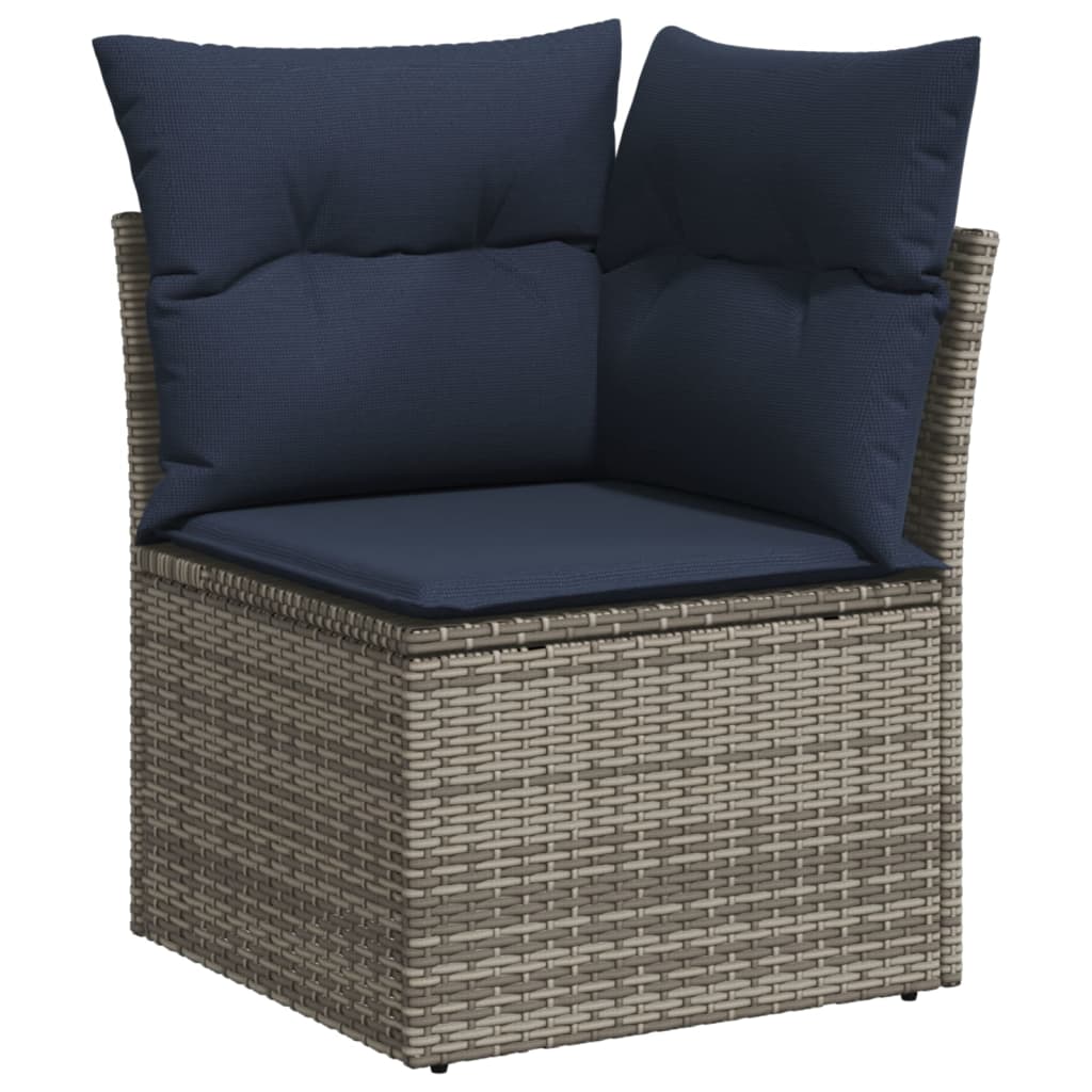6-teiliges Gartensofa-Set mit Kissen, grau, Polyrattan