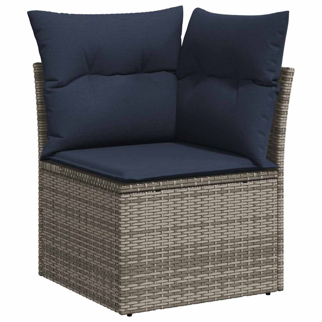 11-teiliges Gartensofa-Set mit Kissen, grau, Polyrattan