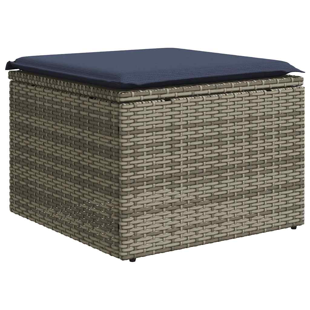 7-teiliges Gartensofa-Set mit Kissen, grau, Polyrattan