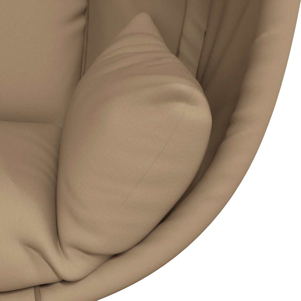 Hängesessel Ei-Design mit Ständer Taupe Rattan und Stahl