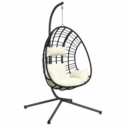 Hängesessel Ei-Design mit Ständer Beige Rattan und Stahl