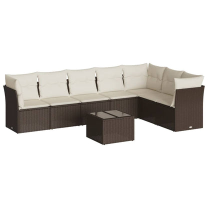 8-tlg. Garten-Sofagarnitur mit Kissen Braun Poly Rattan