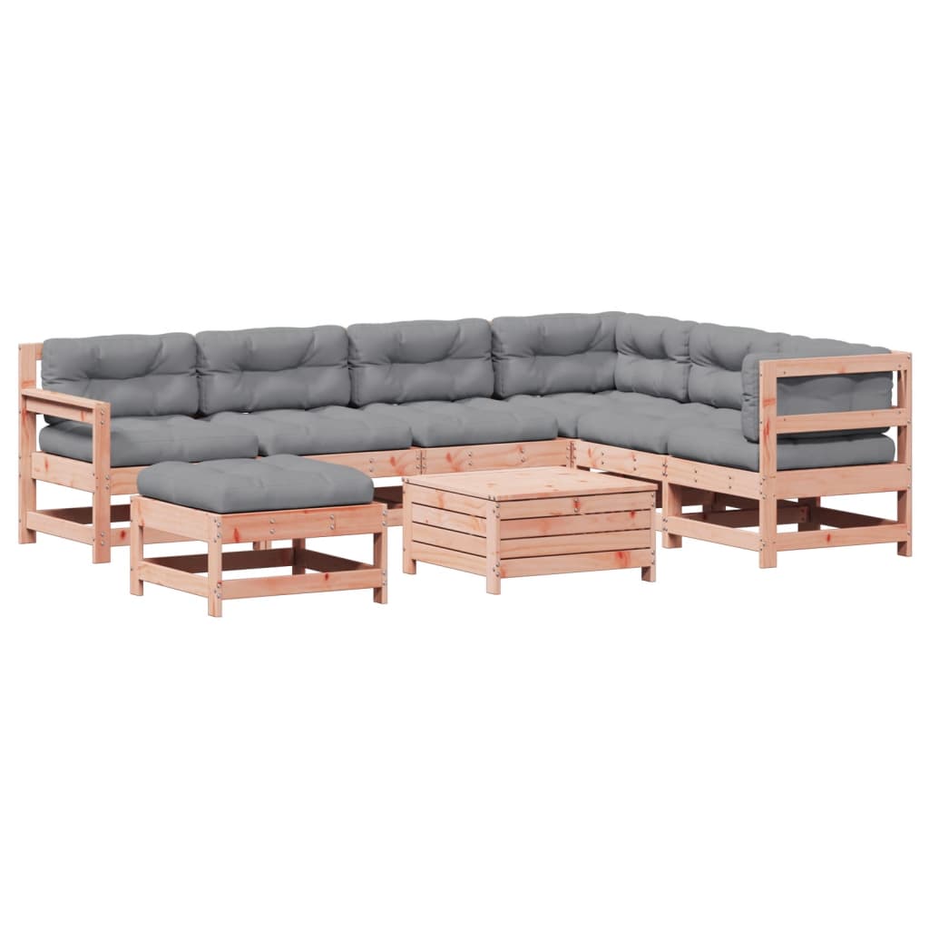 8-tlg. Garten-Lounge-Set mit Kissen Massivholz Douglasie
