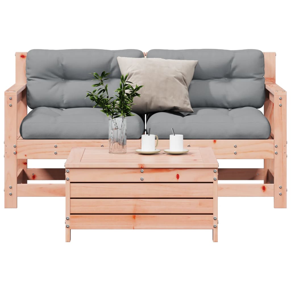 3-tlg. Garten-Lounge-Set mit Kissen Massivholz Douglasie