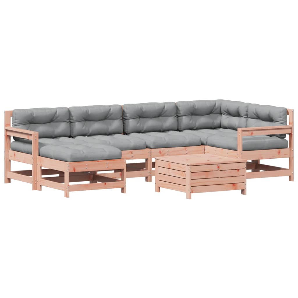 7-tlg. Garten-Lounge-Set mit Kissen Massivholz Douglasie