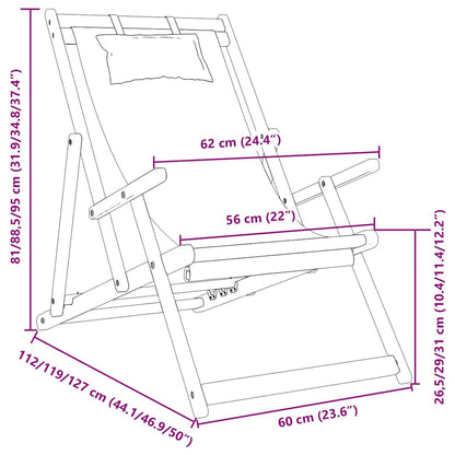 Klappbare Strandstühle 2 Stk. Creme Stoff