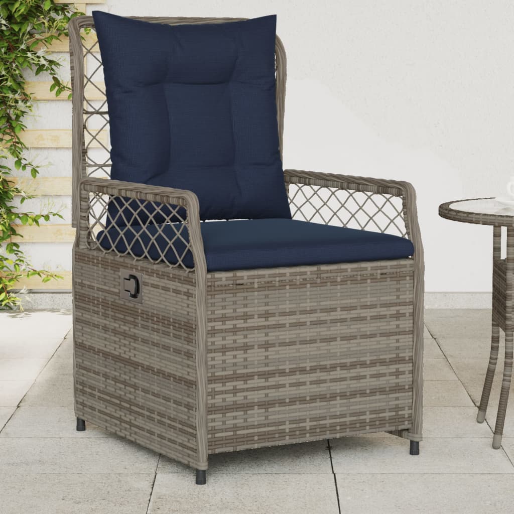 Liegende Gartenstühle 2 Stk. Grau Poly Rattan