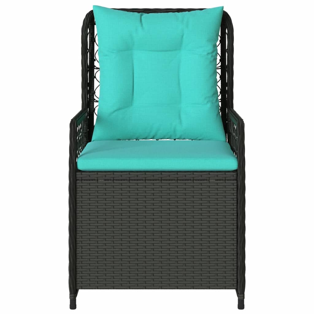 Liegende Gartenstühle 2 Stk. Schwarz Poly Rattan