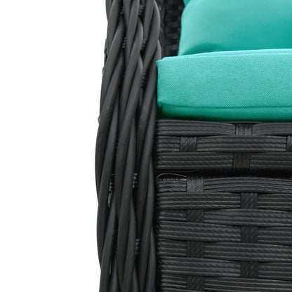 Liegende Gartenstühle 2 Stk. Schwarz Poly Rattan